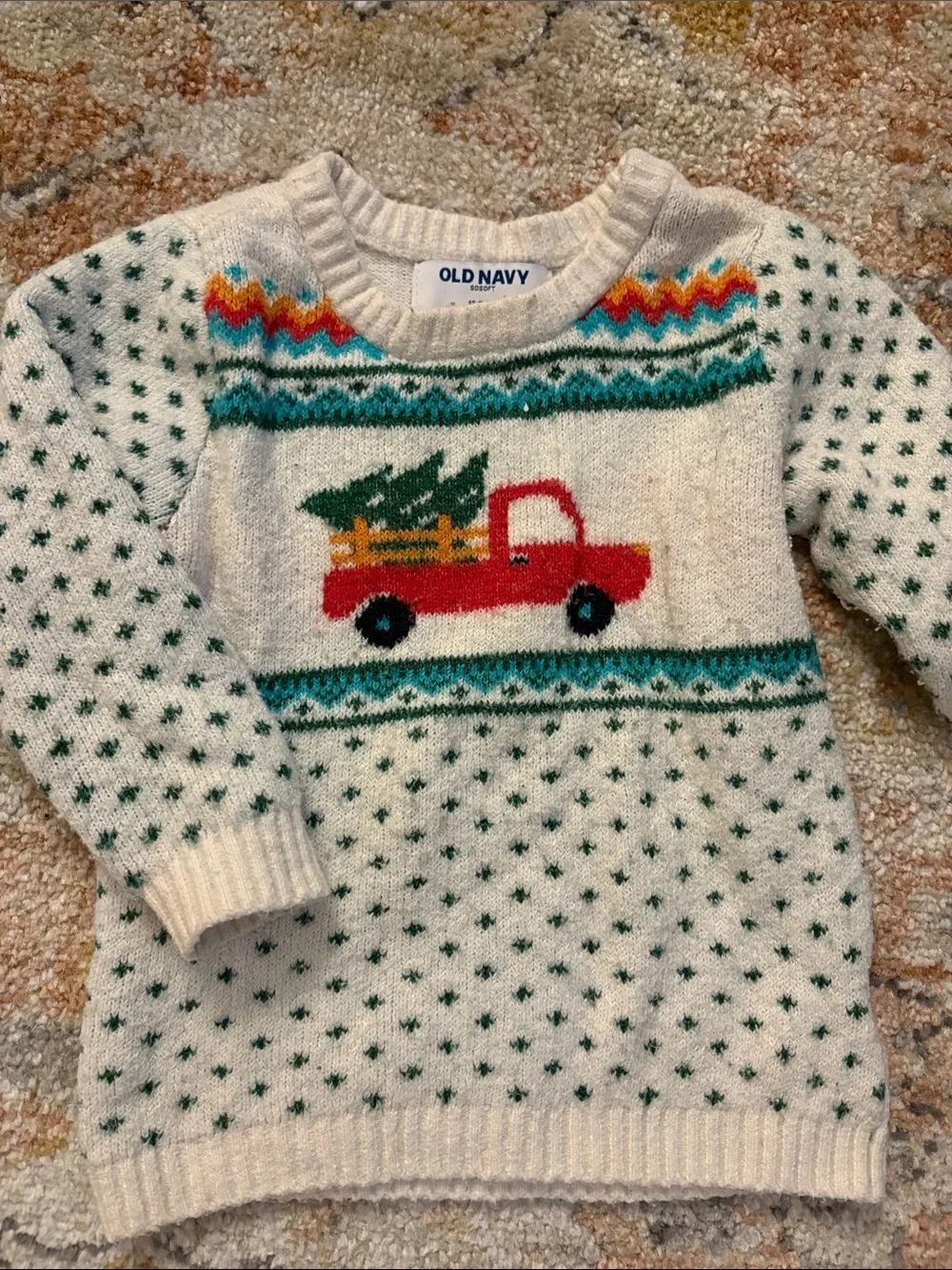 18-24M Baby Old Navy Cream Sweater with Red Truck